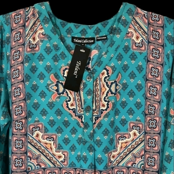 NWT Tolani Collection  small Geneva Teal tunic vneck - Picture 16 of 16
